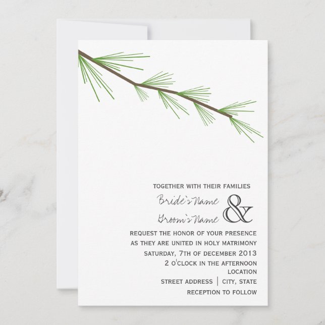 Pine Bough Wedding Invitation (Front)