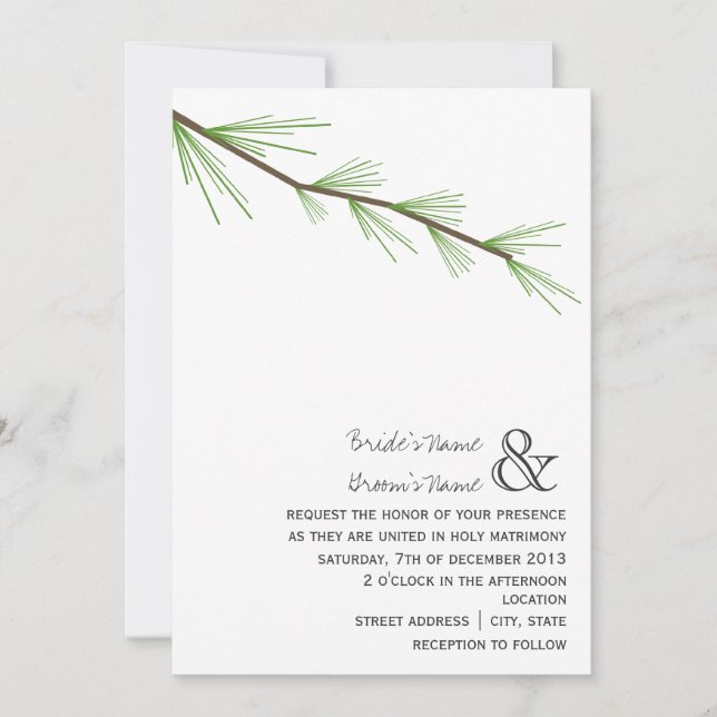 Pine Bough Wedding Invitation (Front)
