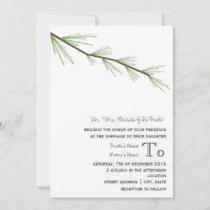 Pine Bough Wedding Invitation From Bride's Parents