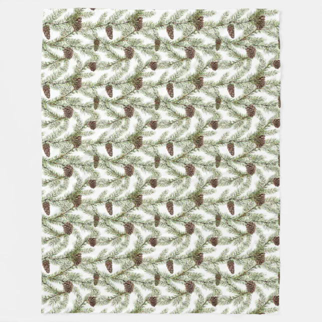 Pine Boughs and Pine Cones Fleece Blanket Zazzle