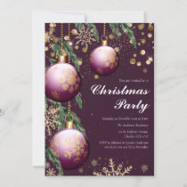 Pine Boughs & Baubles Christmas Party Invitation