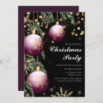 Pine Boughs & Baubles Christmas Party Invitation