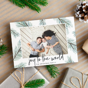 Pine Boughs Joy to the World Holiday Photo Card