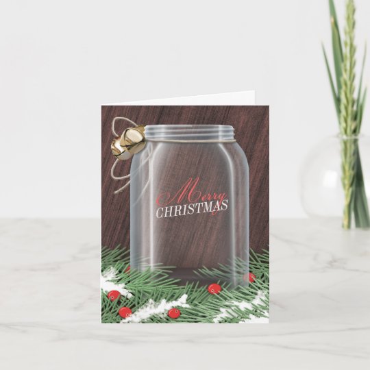 Pine Boughs Rustic Mason Jar Christmas Cards | Zazzle.com