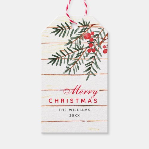 Pine Branch and Berry Personalized Holiday  Gift T Gift Tags