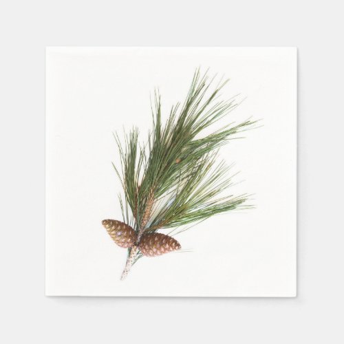 Pine branch and cones paper napkins