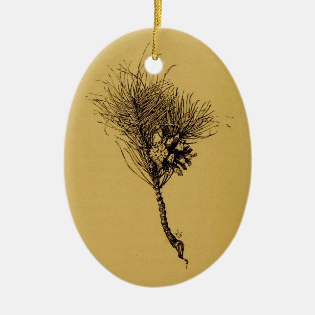 pine branch ceramic ornament (Front)