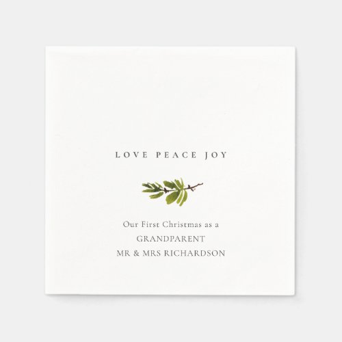 Pine Branch Our First Christmas Love Peace Joy Napkins