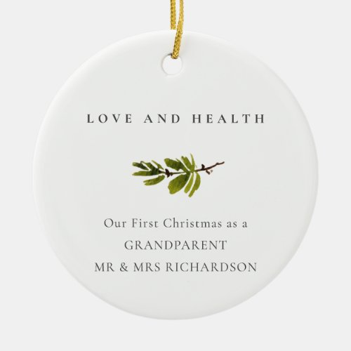 Pine Branch Our First Christmas Photo Love Health Ceramic Ornament