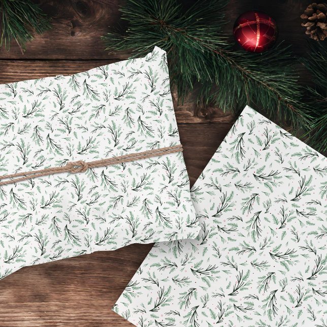Pine Branch Pattern Holiday Wrapping Paper Sheets (Creator Uploaded)