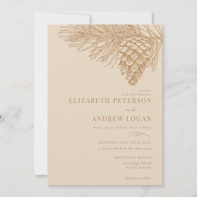 Pine Branch | Winter Forest Wedding Invitation (Front)
