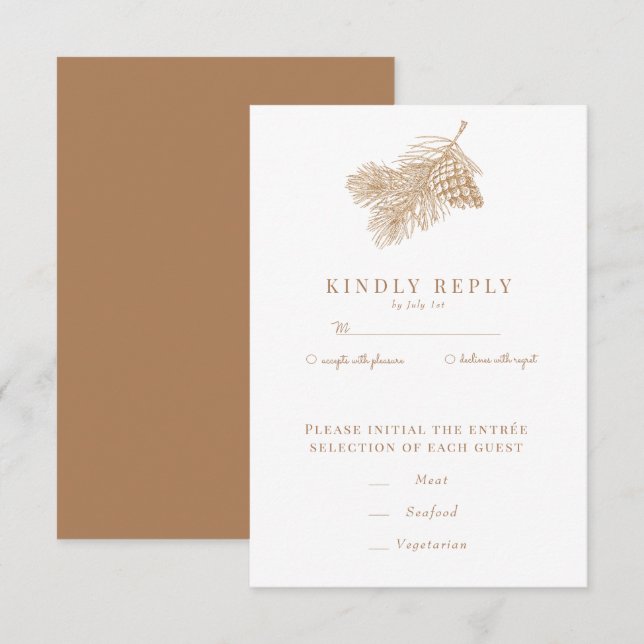Pine Branch | Winter Forest Wedding RSVP Card (Front/Back)