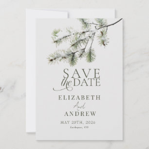 Pine Branch Winter Forest Wedding Save The Date