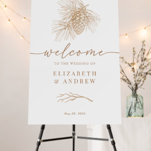 Pine Branch Winter Forest Wedding Welcome Sign