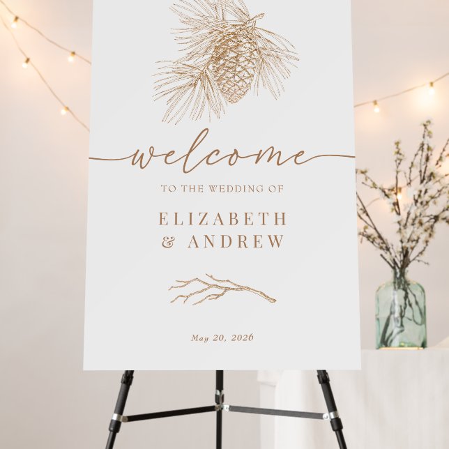 Pine Branch | Winter Forest Wedding Welcome Sign (In Situ (Stand))