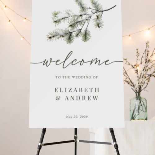 Pine Branch  Winter Forest Wedding Welcome Sign