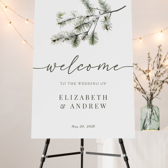 Pine Branch | Winter Forest Wedding Welcome Sign (In Situ (Stand))