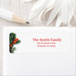 Pine Branch with Berries Return Address  Label