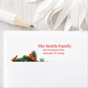 Pine Branch with Berries Return Address  Label