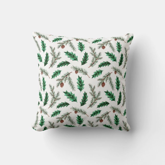 Pine Branches and Cone  Throw Pillow (Front)