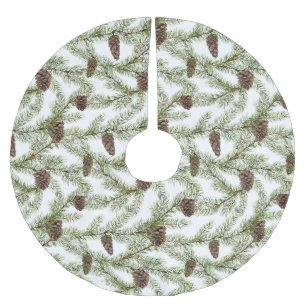 Pine branches and cones Christmas, New Year Brushed Polyester Tree Skirt