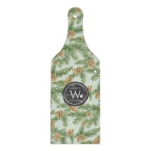 Pine Branches & Pine Cones Watercolor Pattern Cutting Board