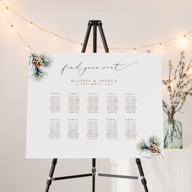 Pine Branches Winter Wedding Seating Plan  Foam Board (In Situ (Stand))
