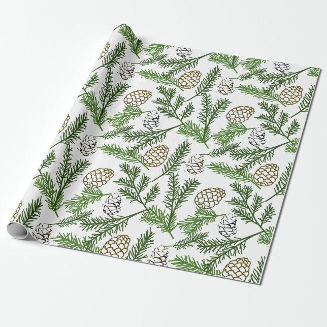 Pine Branches Wrapping Paper (Unrolled)