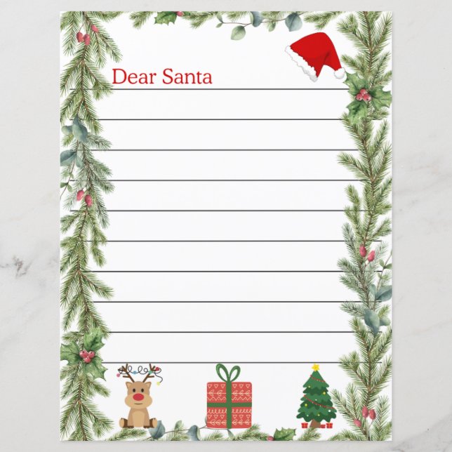 Pine Christmas Letter to Santa Page (Front)