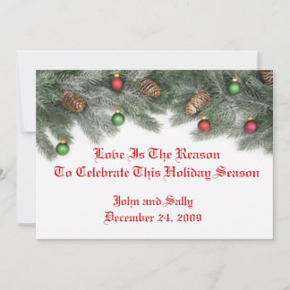 Pine Christmas Ornament Wedding Invitations