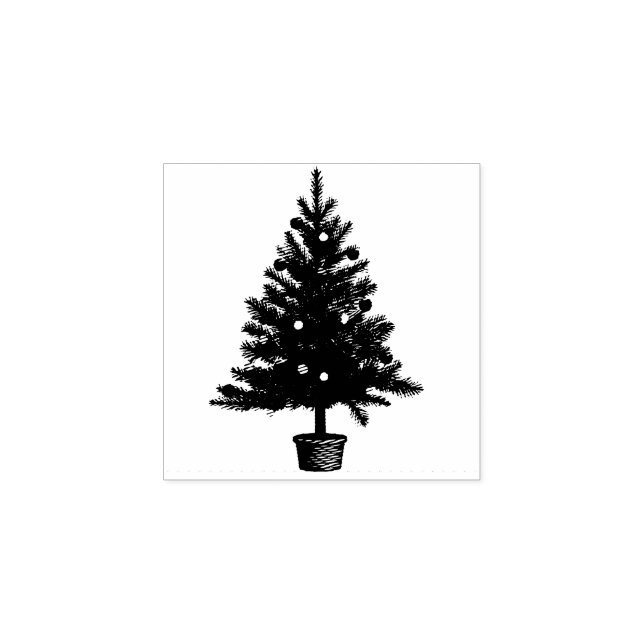 Pine Christmas Tree Holiday Rubber Stamp (Imprint)