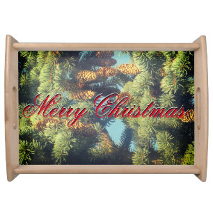 PINE COMB Christmas large wooden serving tray