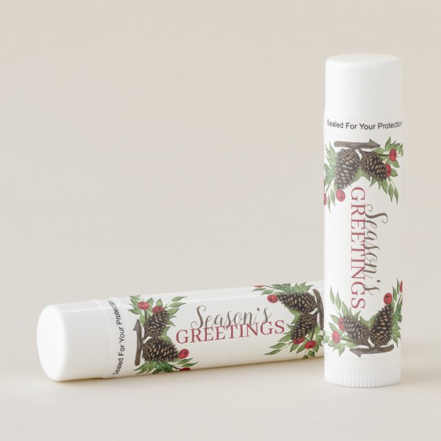 Pine Cone and Berries lip balm (Front)