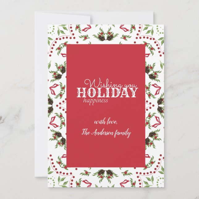 Pine cone and berries Mandala photo card (Back)