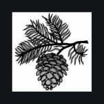 Pine Cone and  Branch  Rubber Stamp<br><div class="desc">Stamp depicting a pine cone on a branch,  with needles</div>