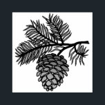 Pine Cone and Branch Rubber Stamp<br><div class="desc">Stamp depicting a pine cone on a branch, with needles</div>