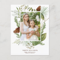 Pine cone and fir branches photo holiday greeting