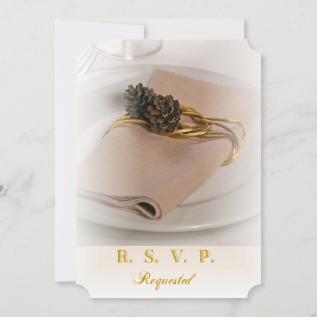 Pine Cone and Napkin Wedding Invitation (Front)