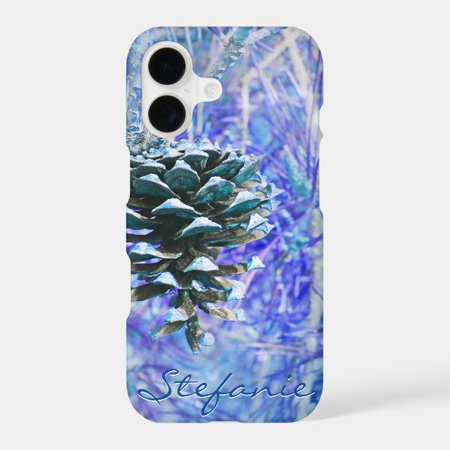 Pine Cone (blue) Iphone Case (Back)