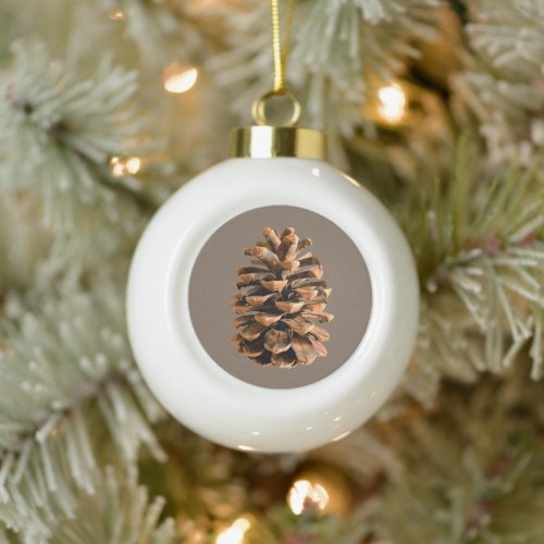 Pine Cone Ceramic Ball Christmas Ornament