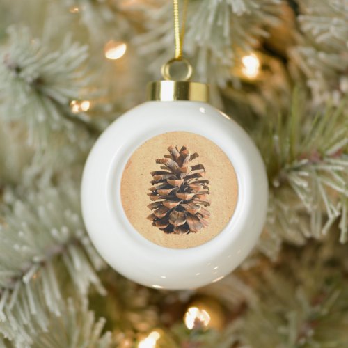 Pine Cone Ceramic Ball Christmas Ornament