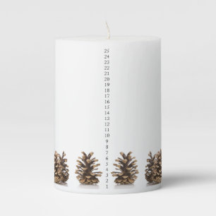 Pine Cone Christmas Countdown Pillar Candle