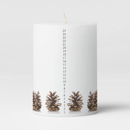 Pine Cone Christmas Countdown Pillar Candle