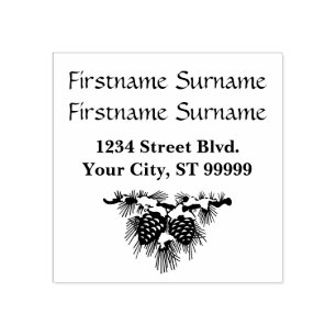 Pine Cone Christmas Return Address Rubber Stamp