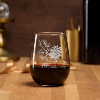 Pine Cone Design Etched Glassware