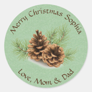 Pine Cone Design Sticker Label