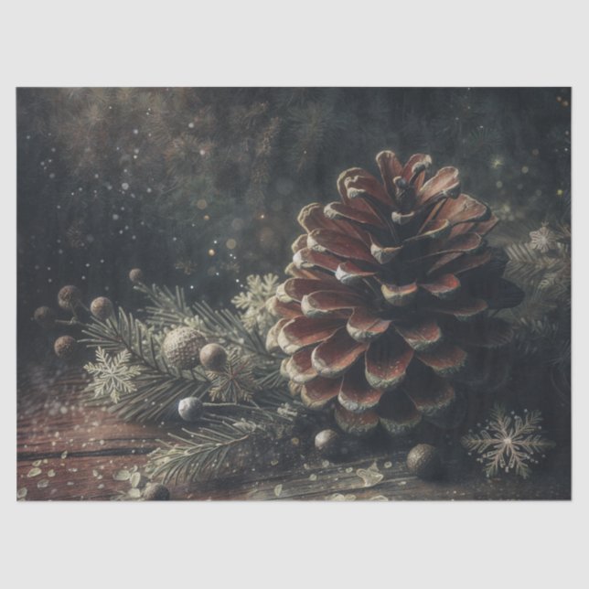 Pine Cone Festive Winter Art Tissue Paper (Front)