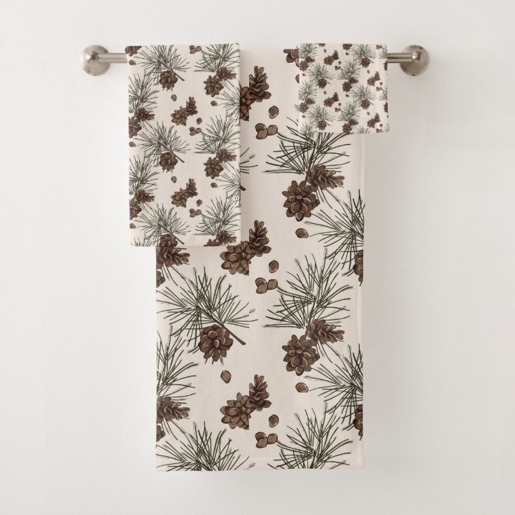 Pine cone fir Christmas tree Bath Towel Set Zazzle