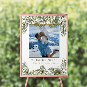 Pine cone & Gold Christmas Foliage Wedding Welcome Poster