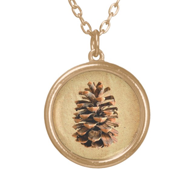Pine Cone Gold Plated Necklace (Front)